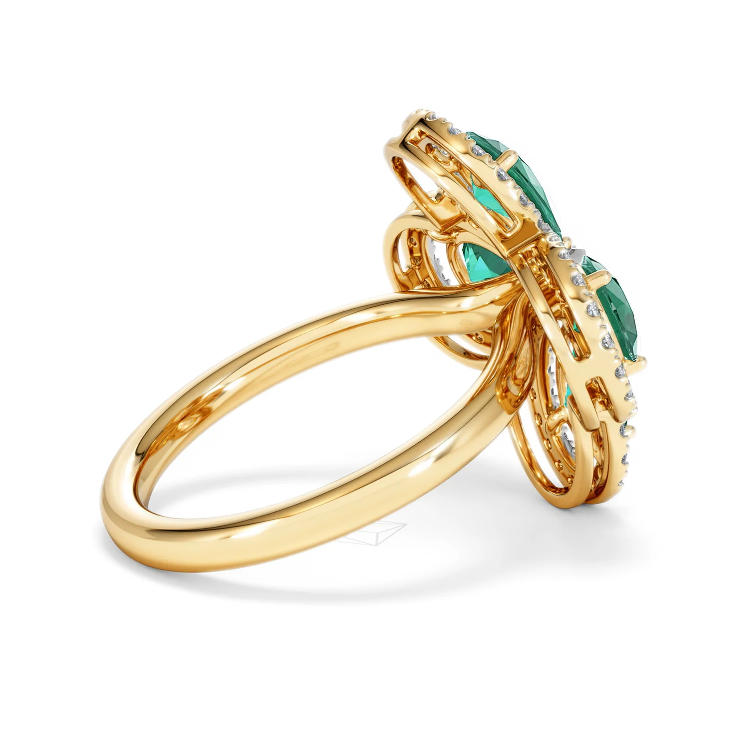 Bloom 3.20ct Lab Emerald and Lab Diamond Ring in 18K Yellow Gold - Image 34