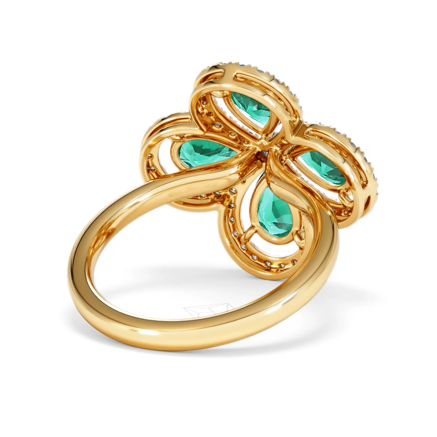 Bloom 3.20ct Lab Emerald and Lab Diamond Ring in 18K Yellow Gold - Image 43
