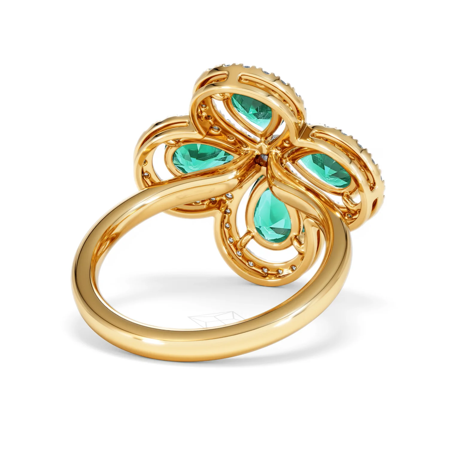 Bloom 3.20ct Lab Emerald and Lab Diamond Ring in 18K Yellow Gold - Image 44