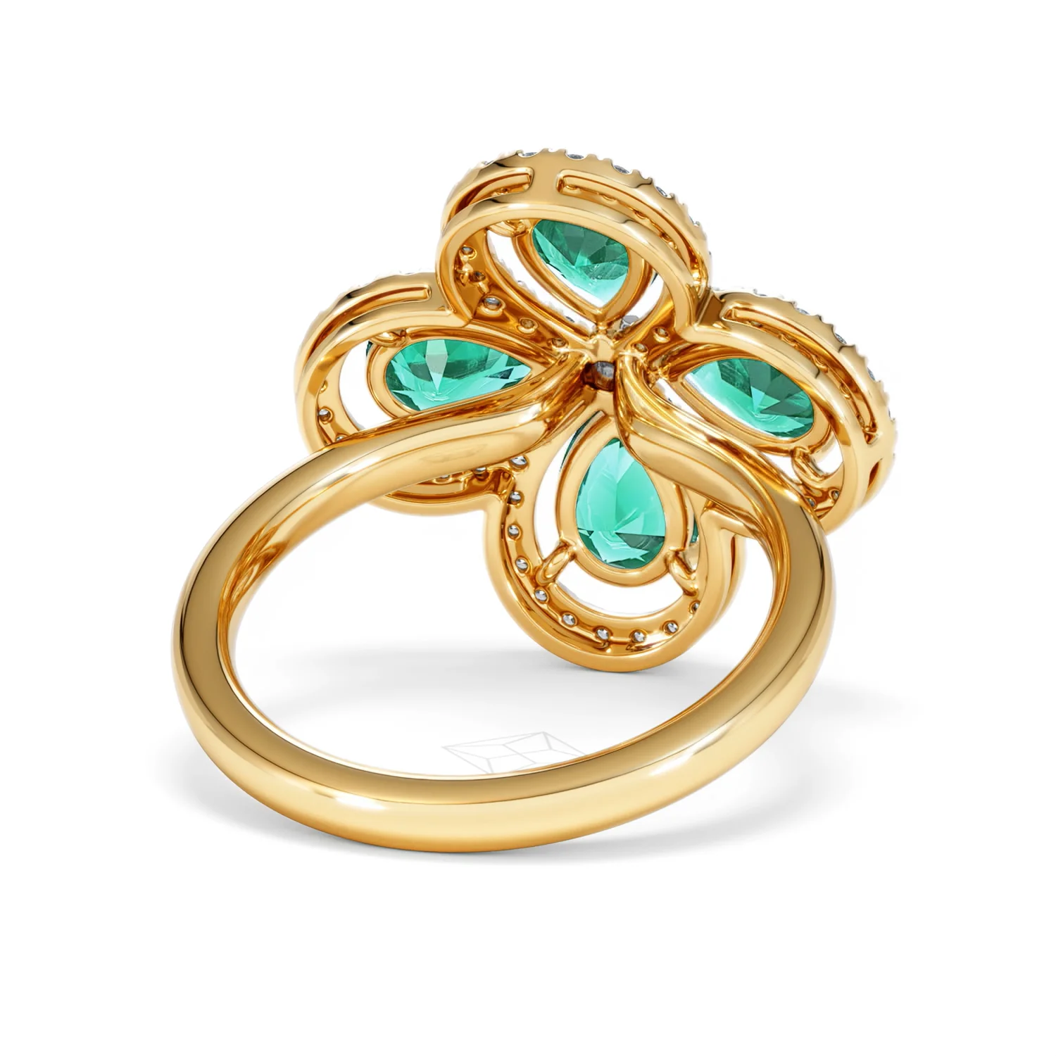 Bloom 3.20ct Lab Emerald and Lab Diamond Ring in 18K Yellow Gold - Image 45