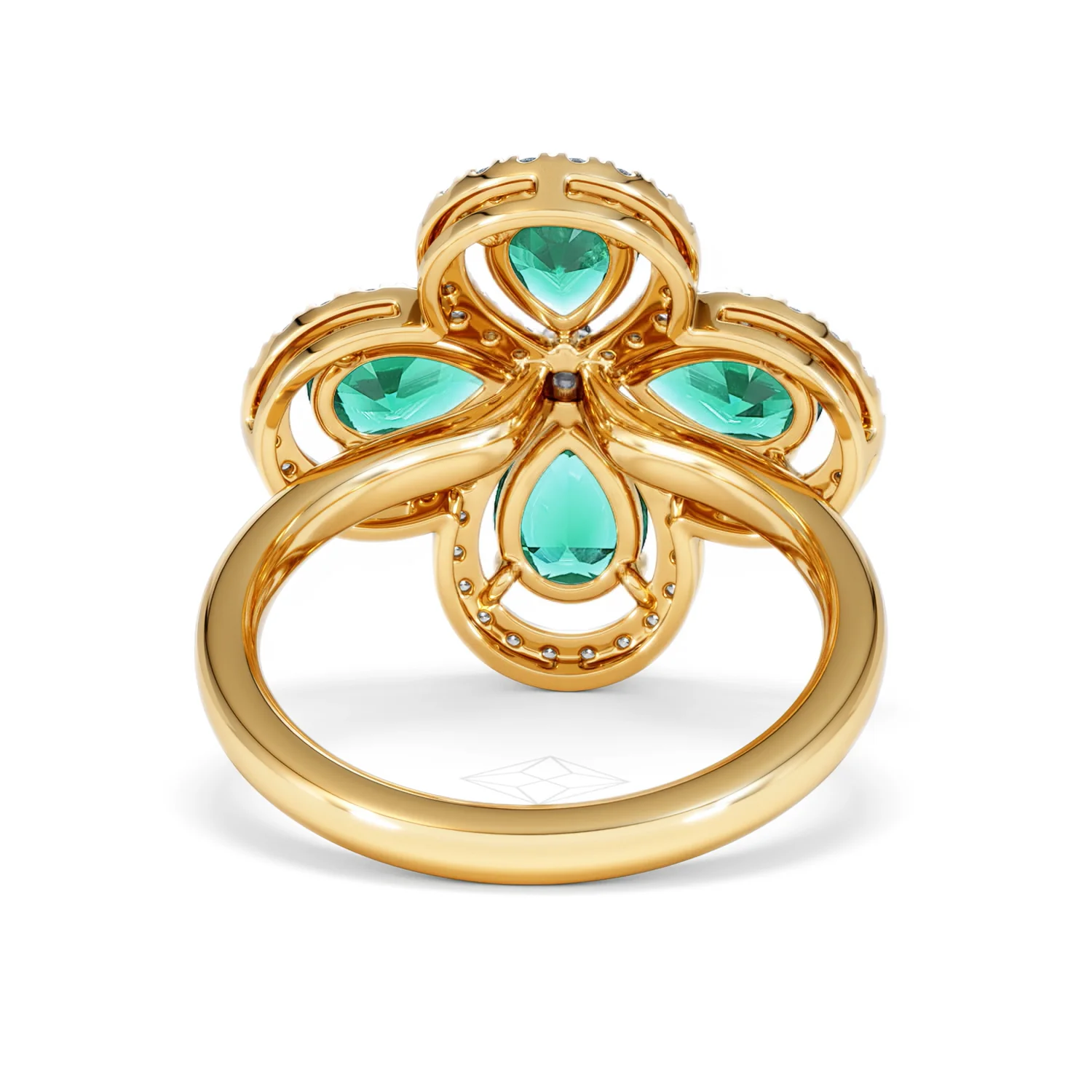 Bloom 3.20ct Lab Emerald and Lab Diamond Ring in 18K Yellow Gold - Image 48