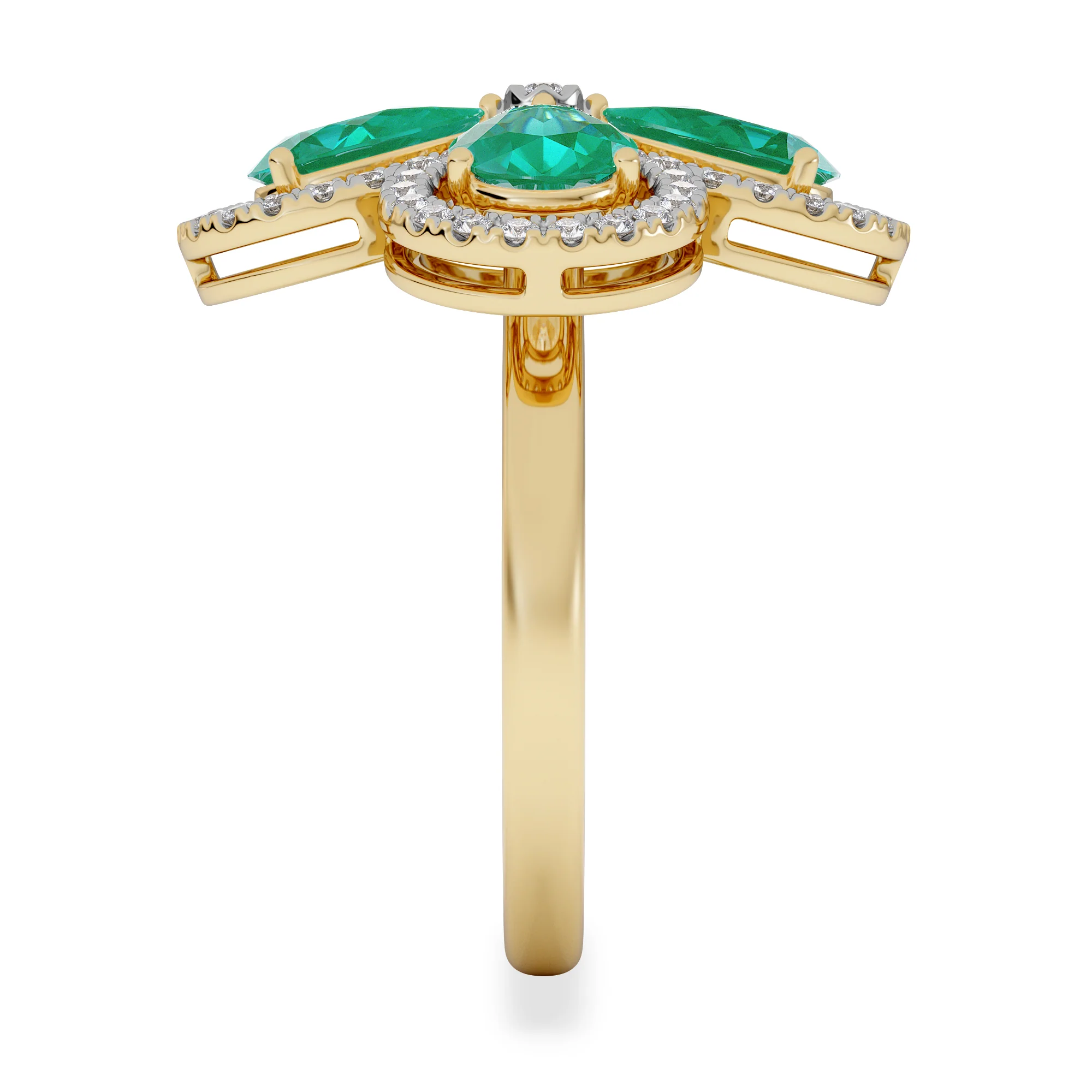 Bloom 3.20ct Lab Emerald and Lab Diamond Ring in 18K Yellow Gold - Image 5