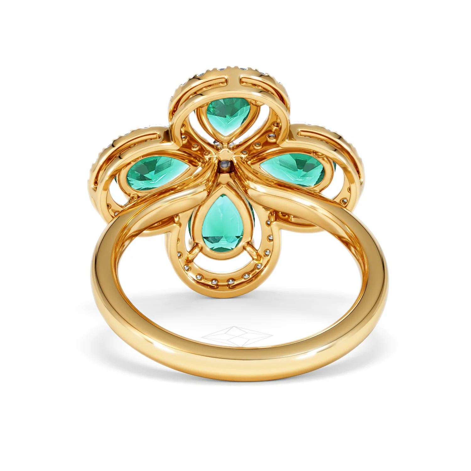 Bloom 3.20ct Lab Emerald and Lab Diamond Ring in 18K Yellow Gold - Image 50