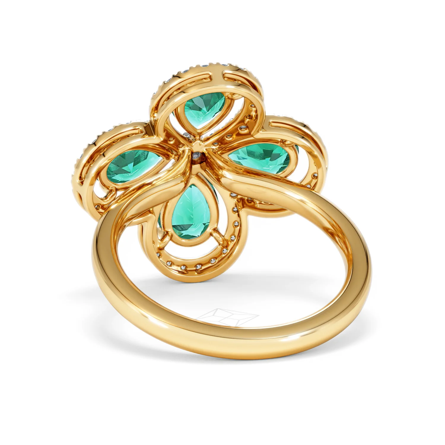 Bloom 3.20ct Lab Emerald and Lab Diamond Ring in 18K Yellow Gold - Image 52