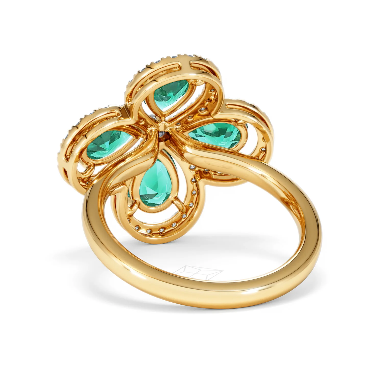 Bloom 3.20ct Lab Emerald and Lab Diamond Ring in 18K Yellow Gold - Image 53