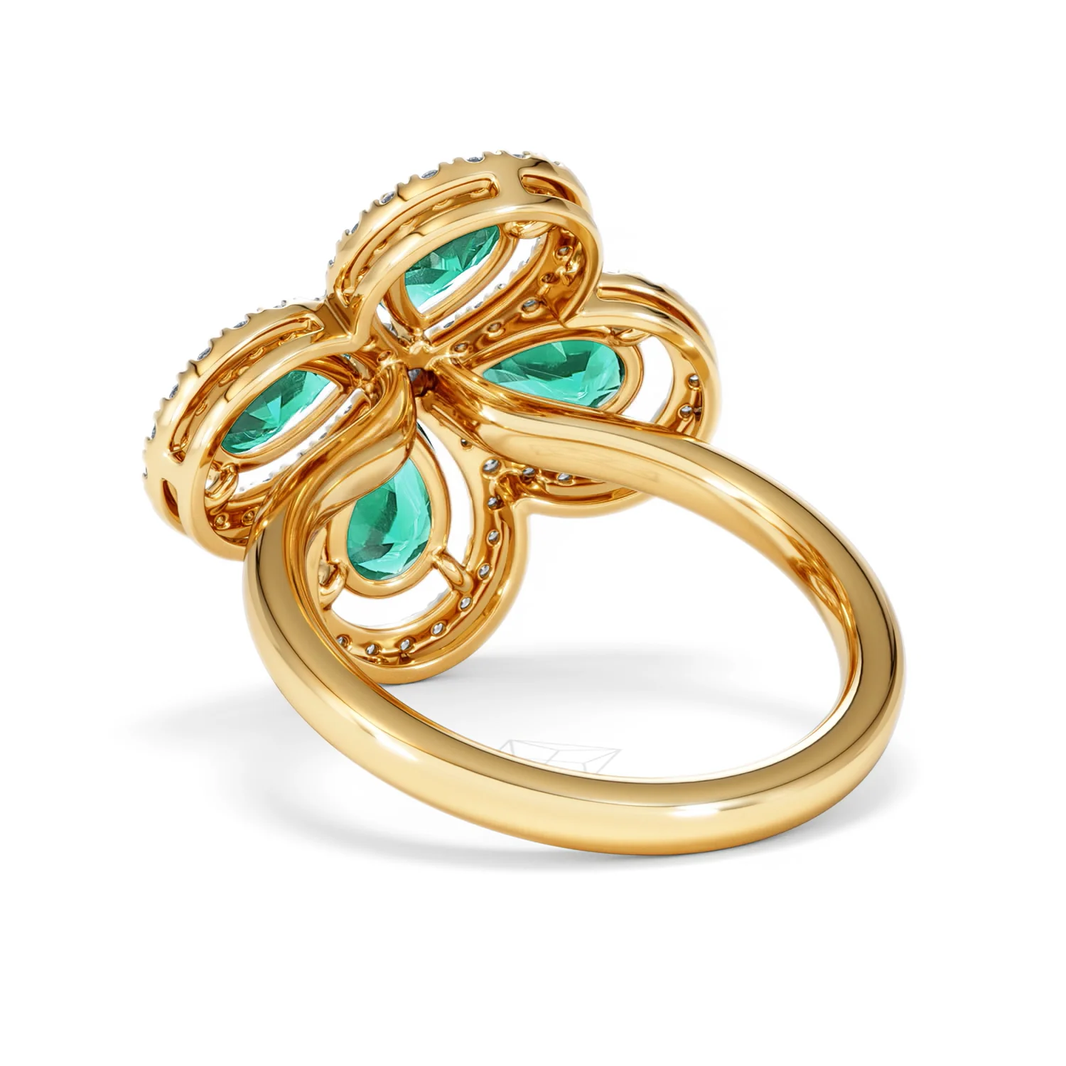 Bloom 3.20ct Lab Emerald and Lab Diamond Ring in 18K Yellow Gold - Image 55