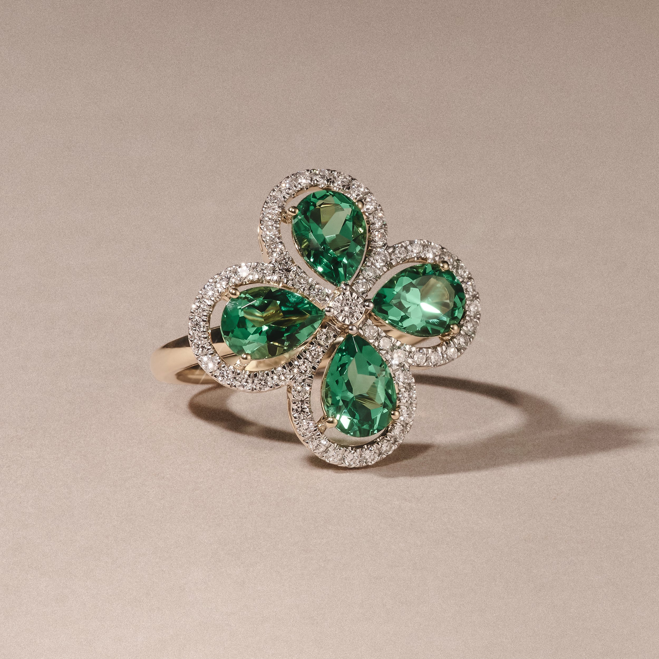 Bloom 3.20ct Lab Emerald and Lab Diamond Ring in 18K Yellow Gold - Image 6