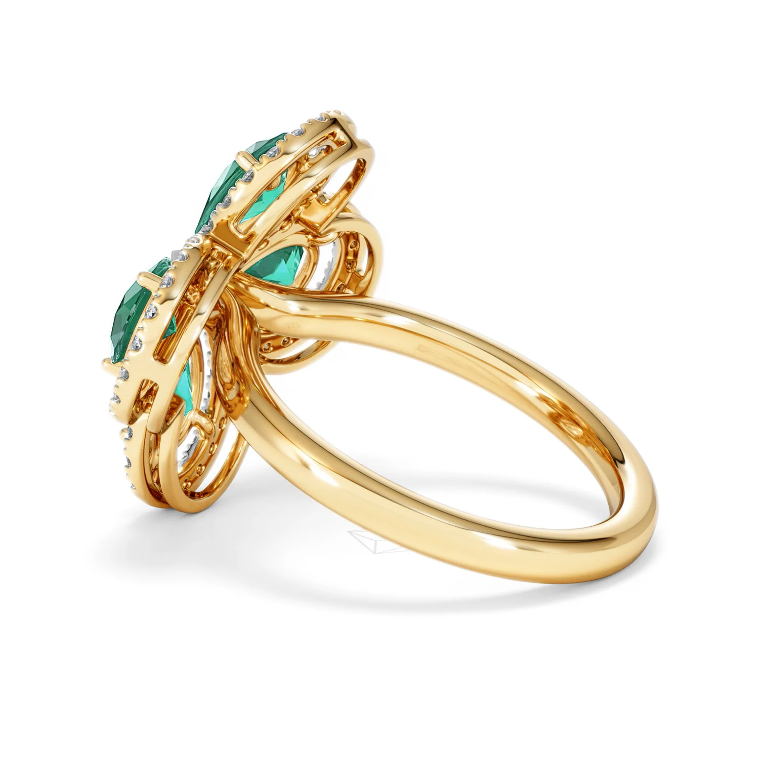 Bloom 3.20ct Lab Emerald and Lab Diamond Ring in 18K Yellow Gold - Image 63