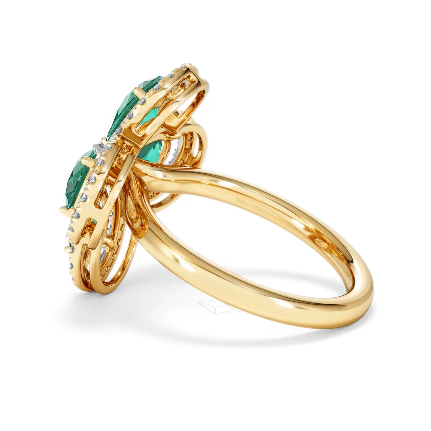 Bloom 3.20ct Lab Emerald and Lab Diamond Ring in 18K Yellow Gold - Image 64