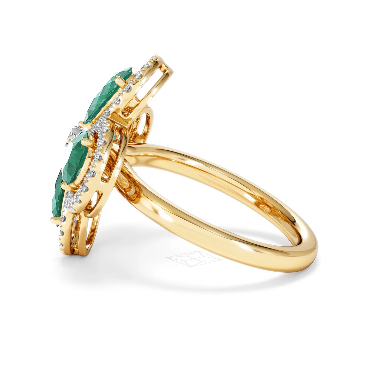 Bloom 3.20ct Lab Emerald and Lab Diamond Ring in 18K Yellow Gold - Image 67