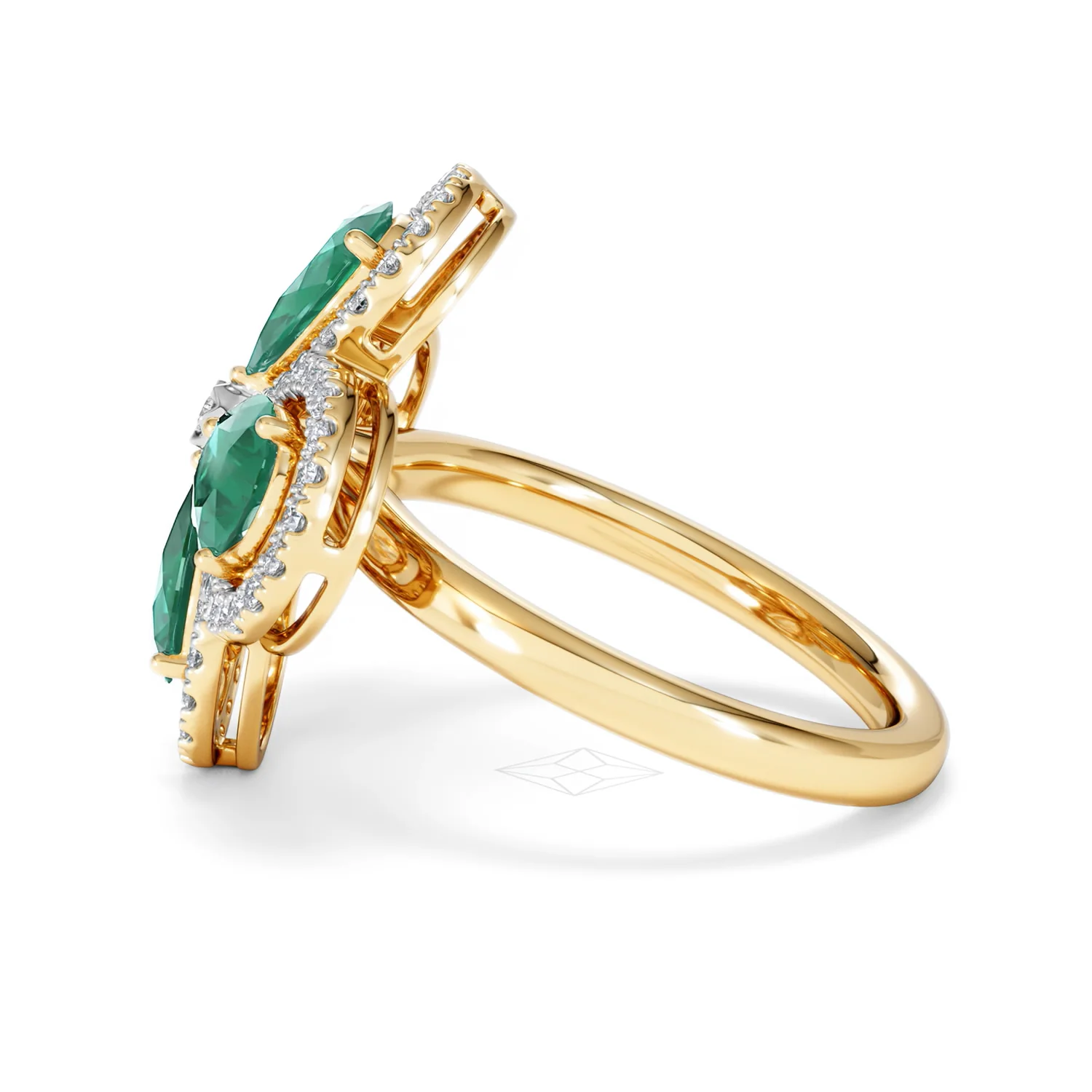 Bloom 3.20ct Lab Emerald and Lab Diamond Ring in 18K Yellow Gold - Image 68
