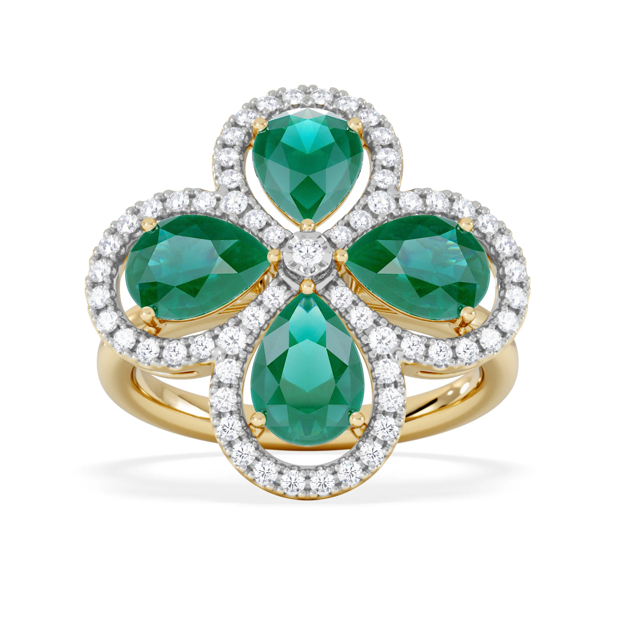 Bloom 3.20ct Lab Emerald and Lab Diamond Ring in 18K Yellow Gold - Image 7