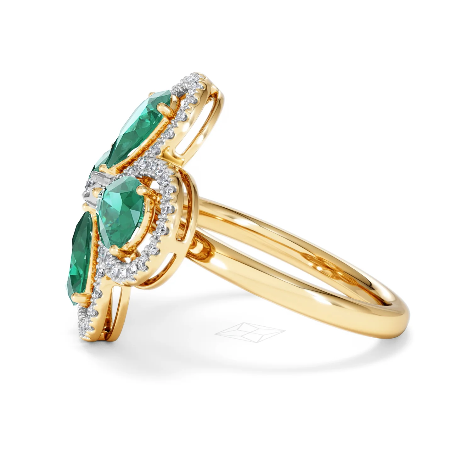 Bloom 3.20ct Lab Emerald and Lab Diamond Ring in 18K Yellow Gold - Image 71
