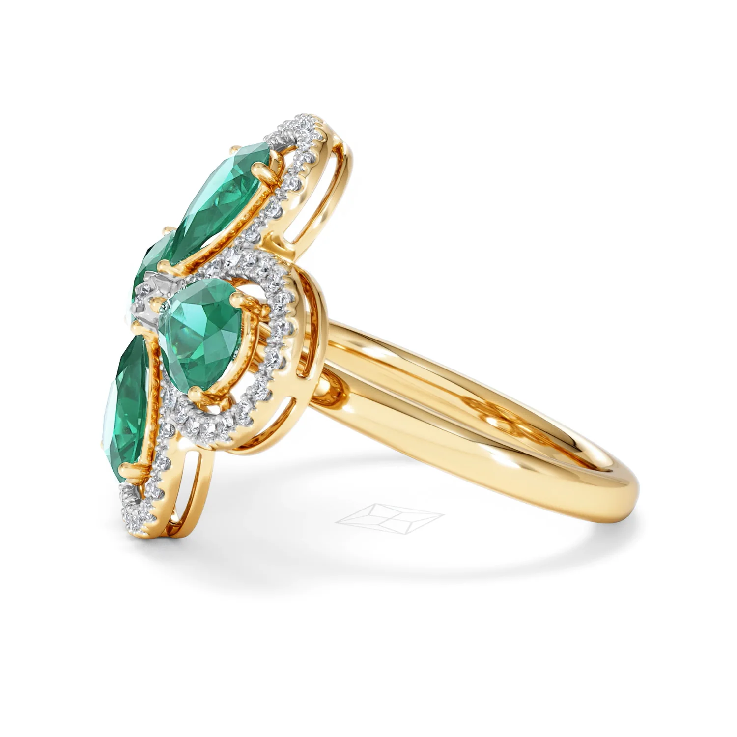 Bloom 3.20ct Lab Emerald and Lab Diamond Ring in 18K Yellow Gold - Image 72