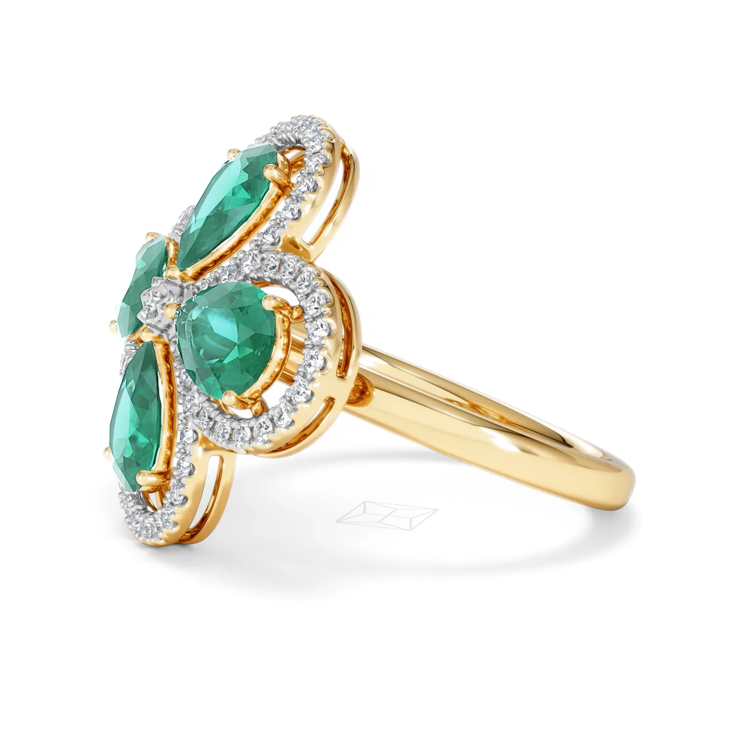 Bloom 3.20ct Lab Emerald and Lab Diamond Ring in 18K Yellow Gold - Image 74