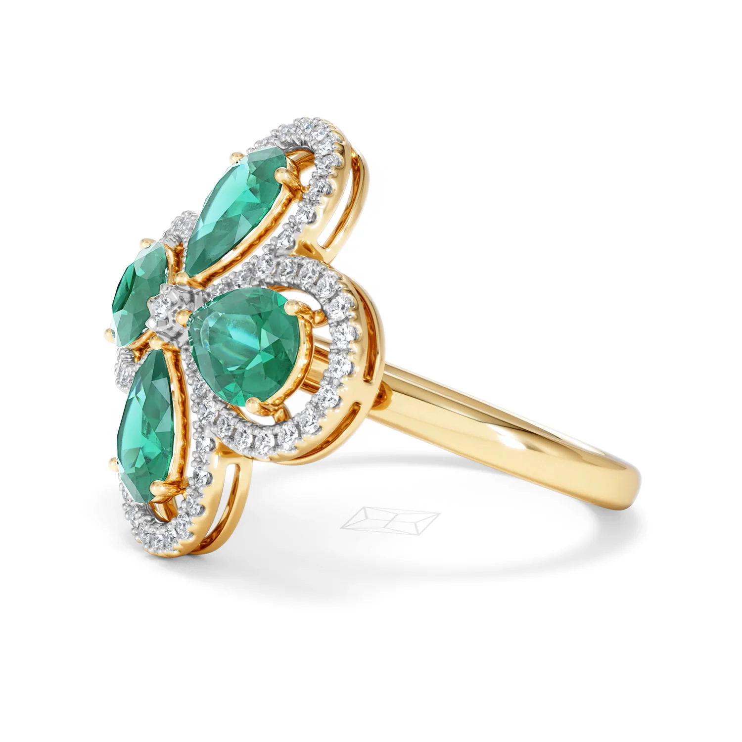 Bloom 3.20ct Lab Emerald and Lab Diamond Ring in 18K Yellow Gold - Image 75