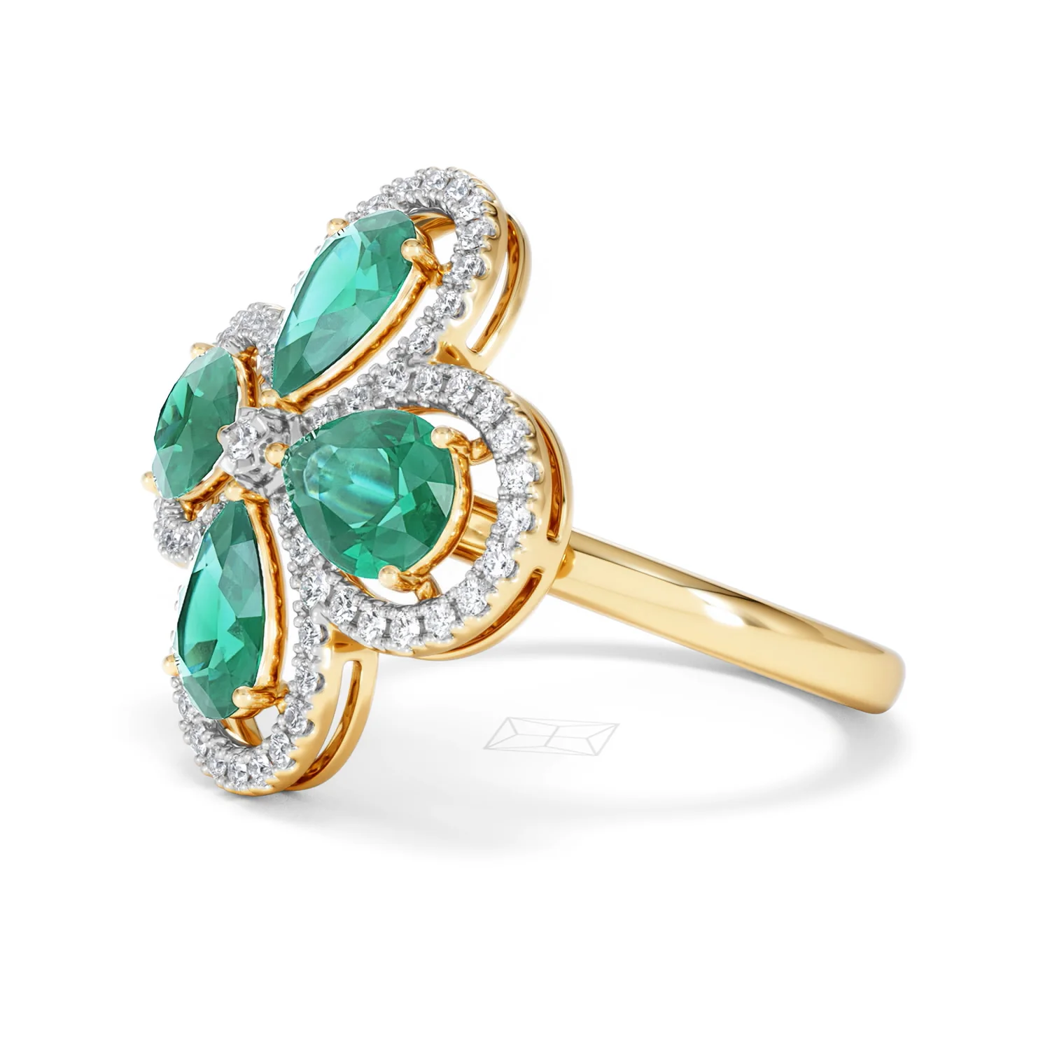 Bloom 3.20ct Lab Emerald and Lab Diamond Ring in 18K Yellow Gold - Image 76