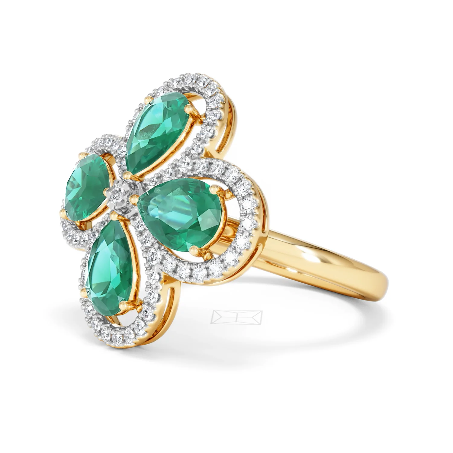 Bloom 3.20ct Lab Emerald and Lab Diamond Ring in 18K Yellow Gold - Image 78
