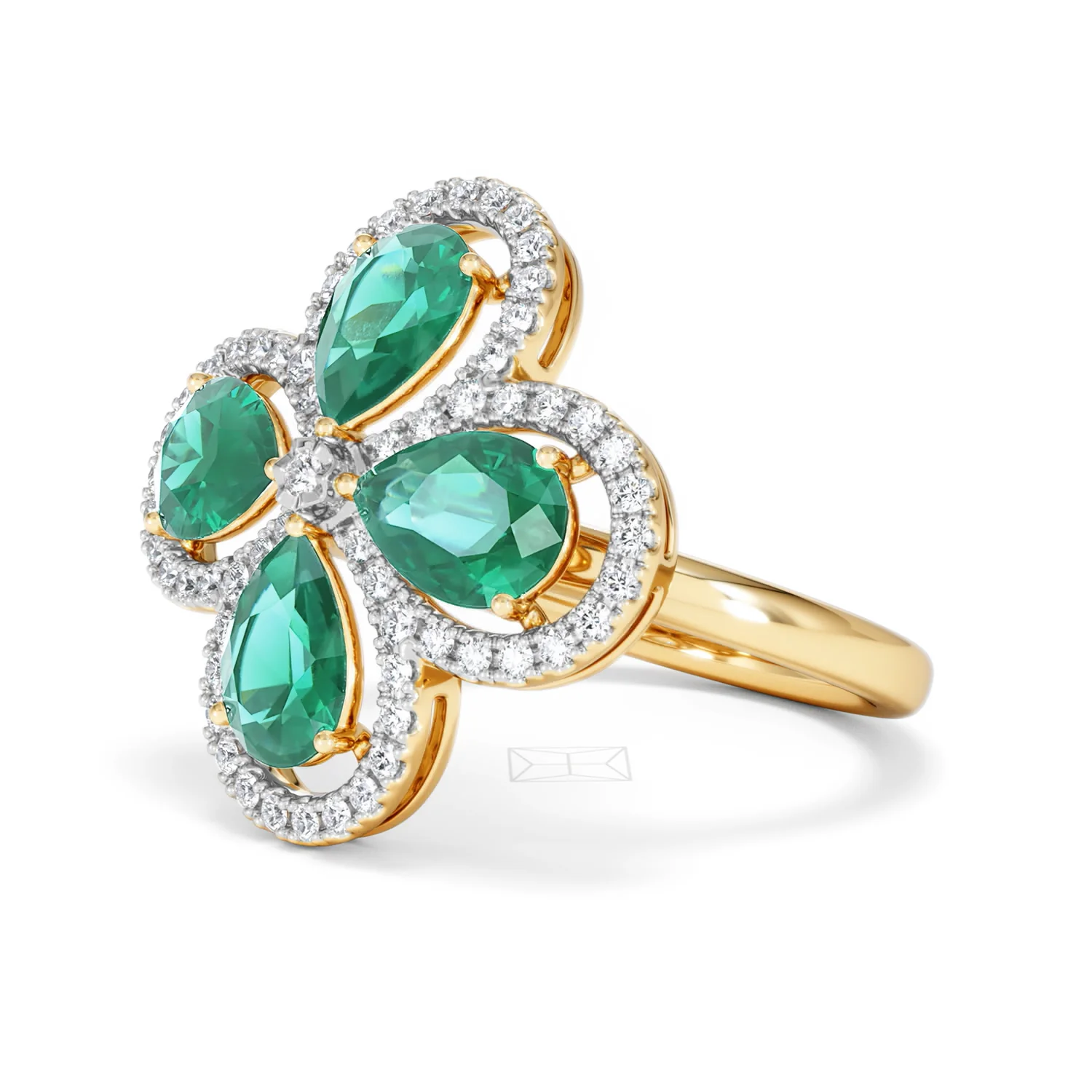 Bloom 3.20ct Lab Emerald and Lab Diamond Ring in 18K Yellow Gold - Image 79