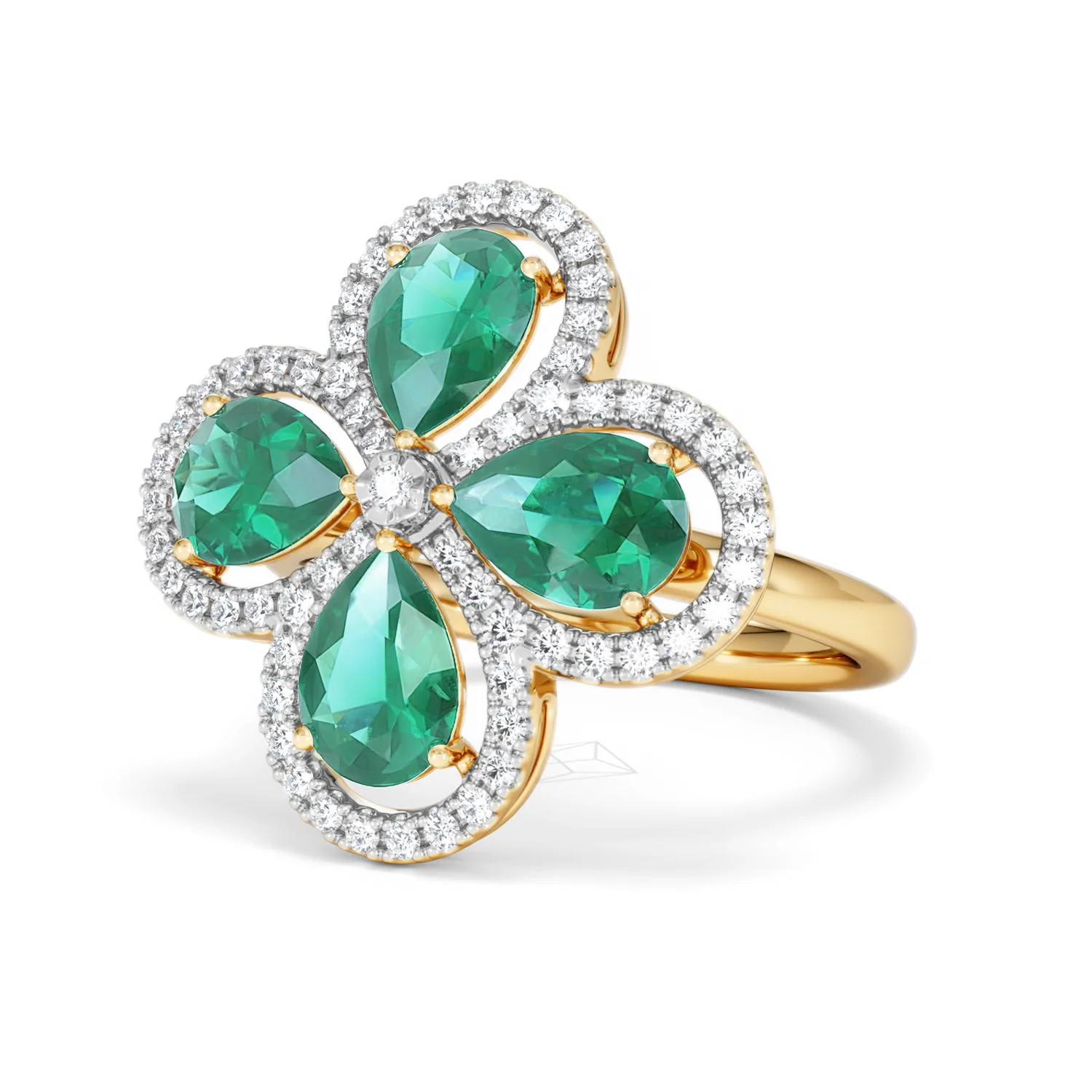 Bloom 3.20ct Lab Emerald and Lab Diamond Ring in 18K Yellow Gold - Image 83