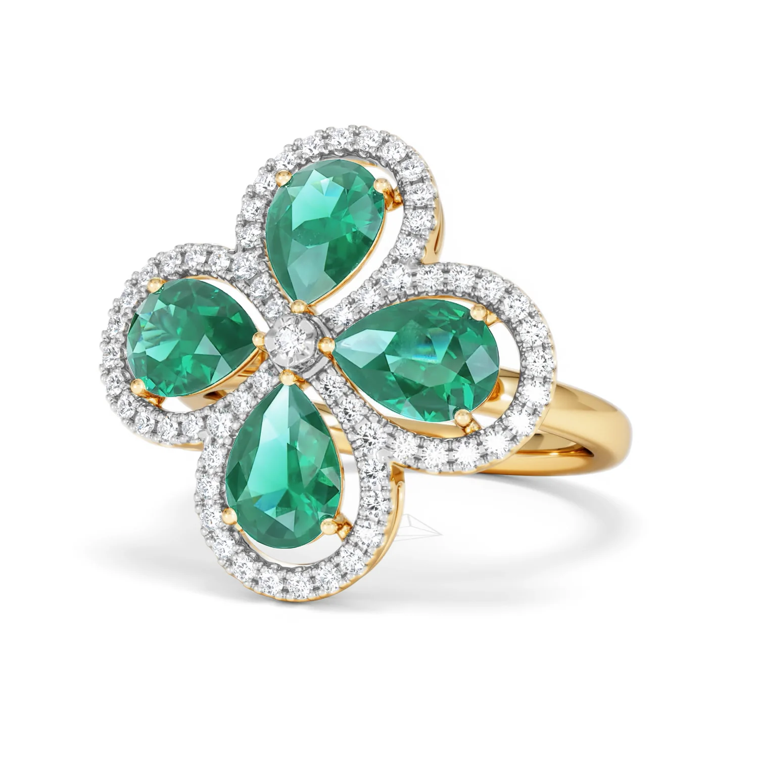 Bloom 3.20ct Lab Emerald and Lab Diamond Ring in 18K Yellow Gold - Image 84