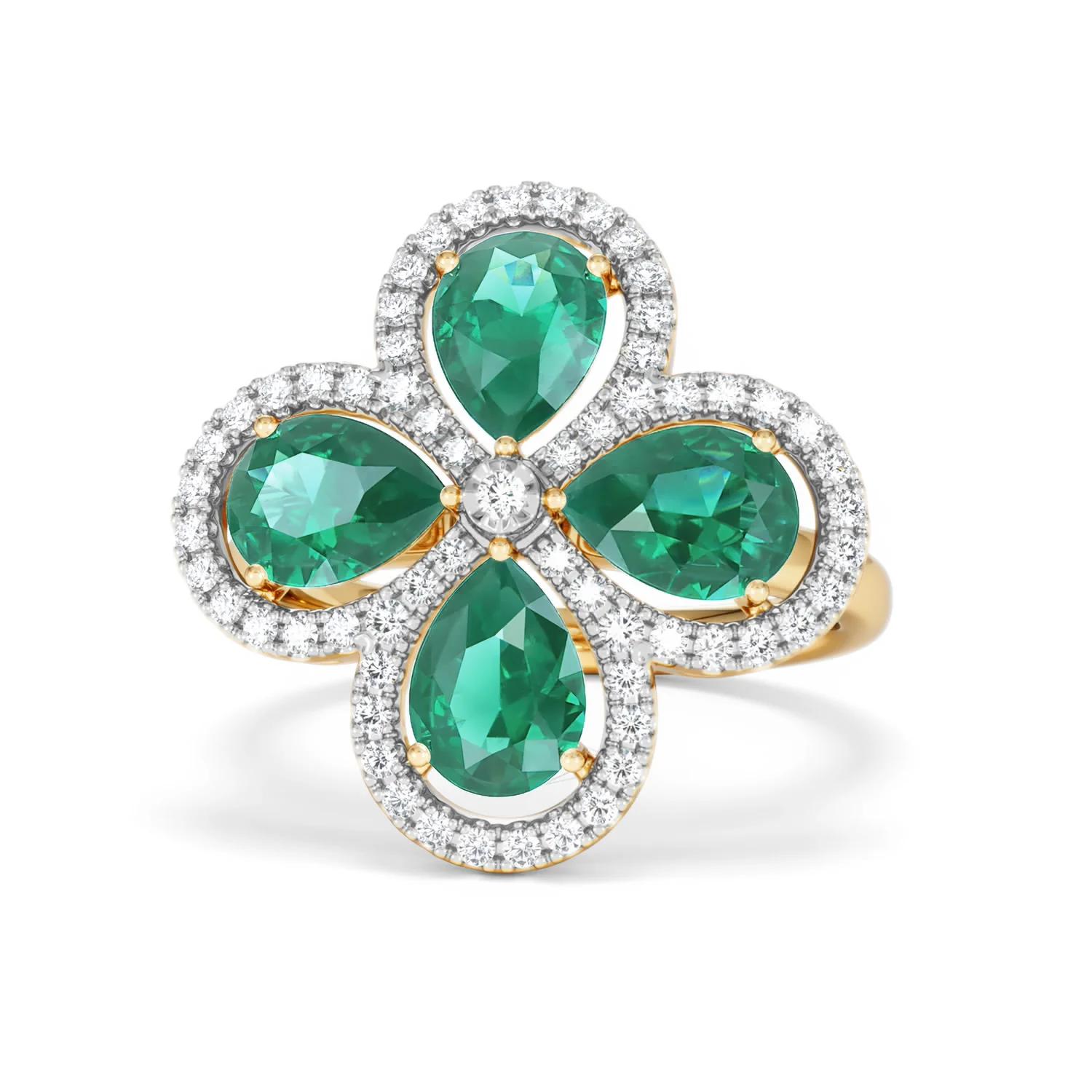 Bloom 3.20ct Lab Emerald and Lab Diamond Ring in 18K Yellow Gold - Image 87