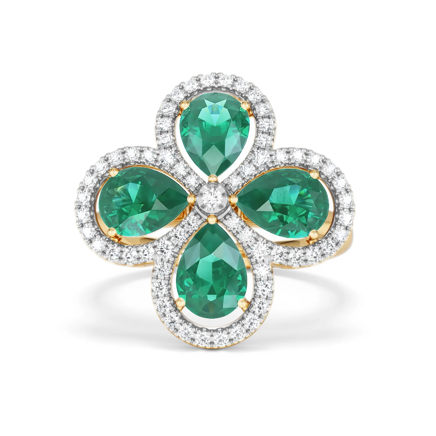 Bloom 3.20ct Lab Emerald and Lab Diamond Ring in 18K Yellow Gold - Image 88