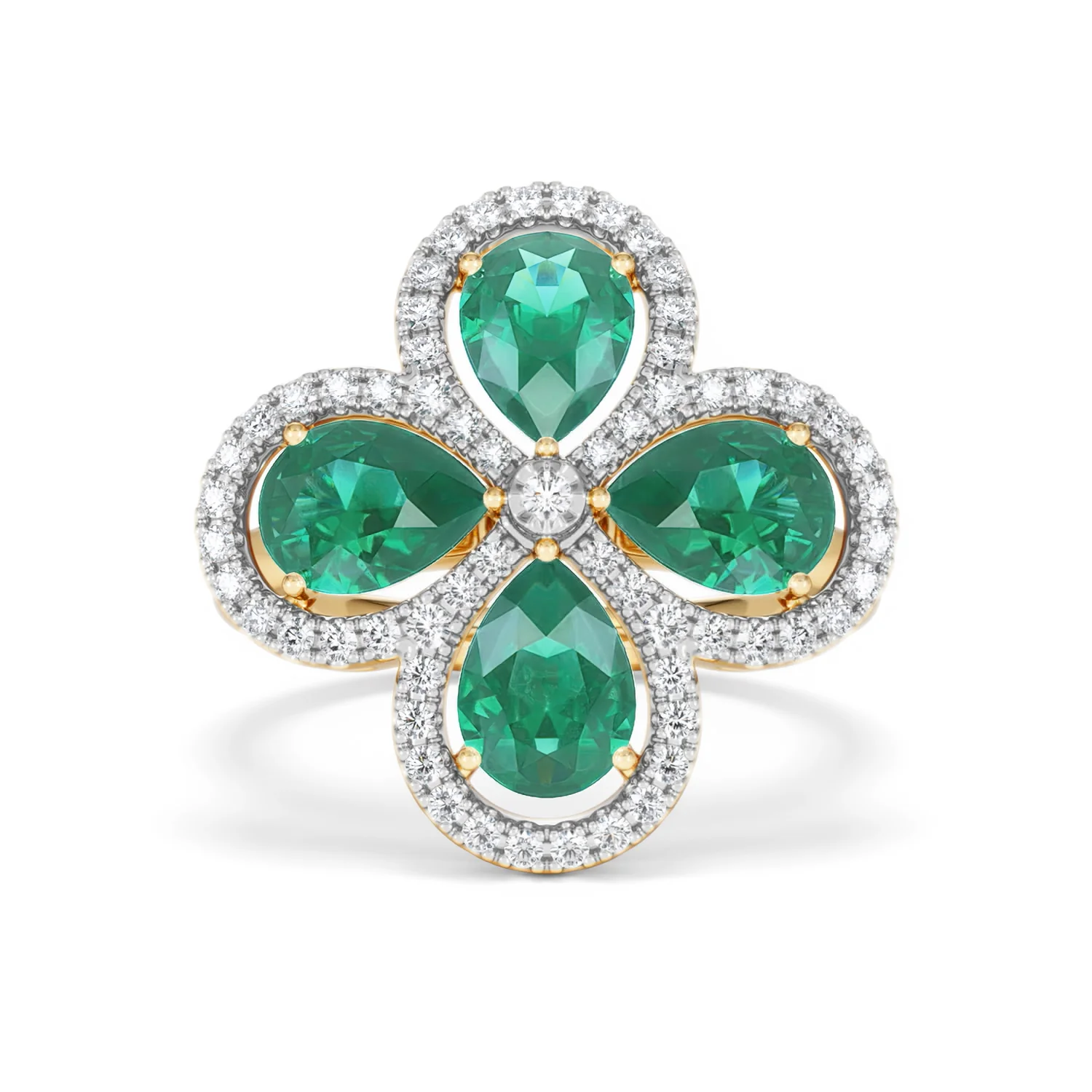 Bloom 3.20ct Lab Emerald and Lab Diamond Ring in 18K Yellow Gold - Image 9