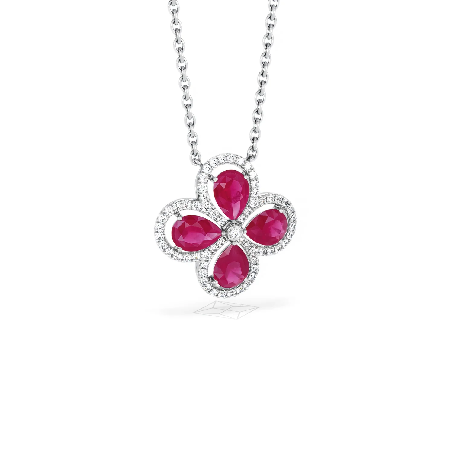 Bloom 3.30ct Lab Ruby and Lab Diamond Necklace in 18K White Gold - Image 13