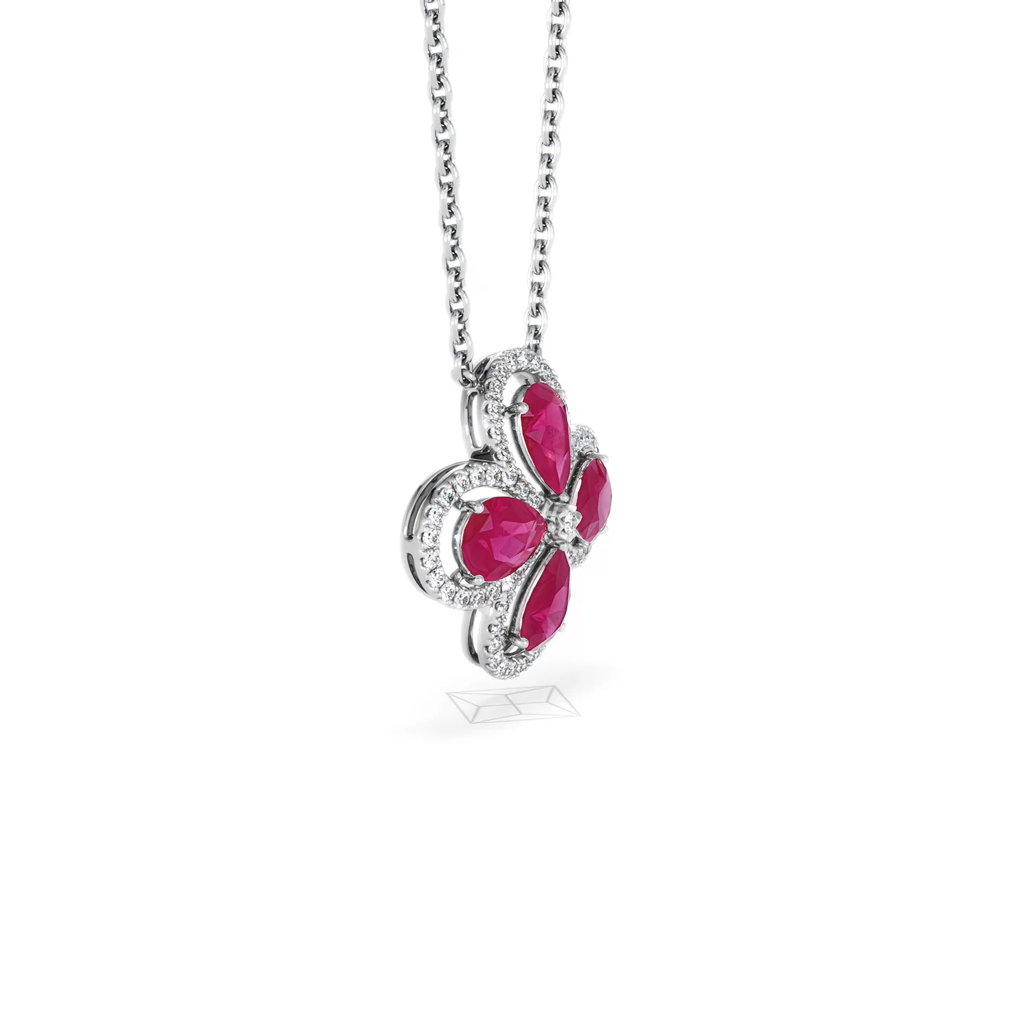 Bloom 3.30ct Lab Ruby and Lab Diamond Necklace in 18K White Gold - Image 22