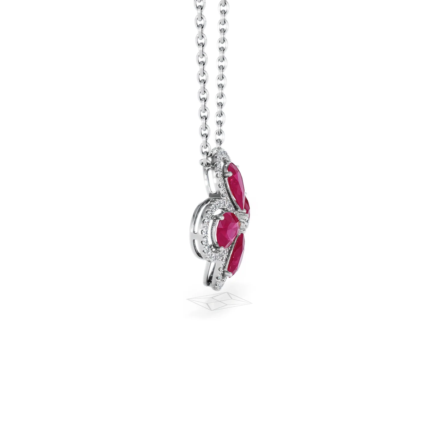 Bloom 3.30ct Lab Ruby and Lab Diamond Necklace in 18K White Gold - Image 26