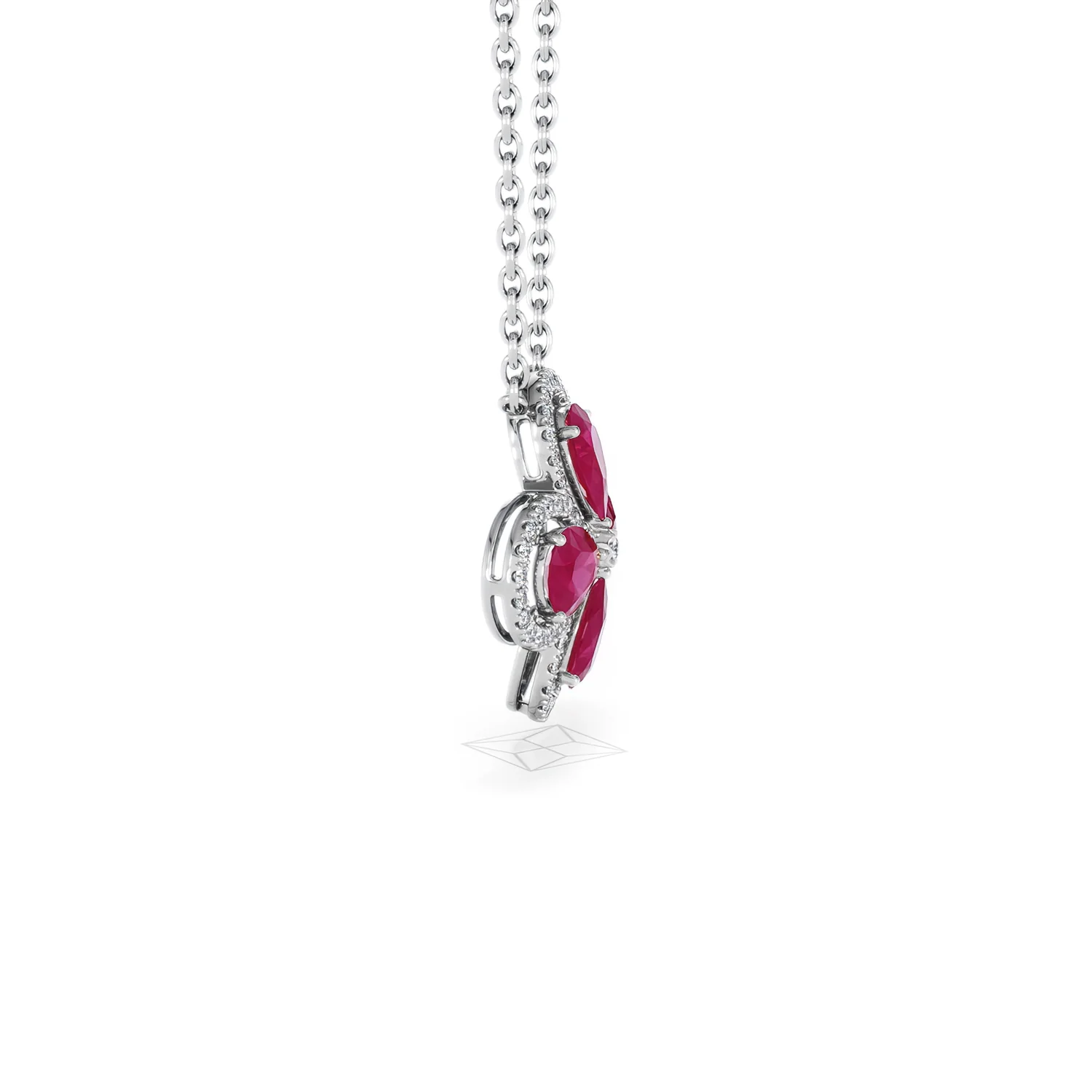 Bloom 3.30ct Lab Ruby and Lab Diamond Necklace in 18K White Gold - Image 27