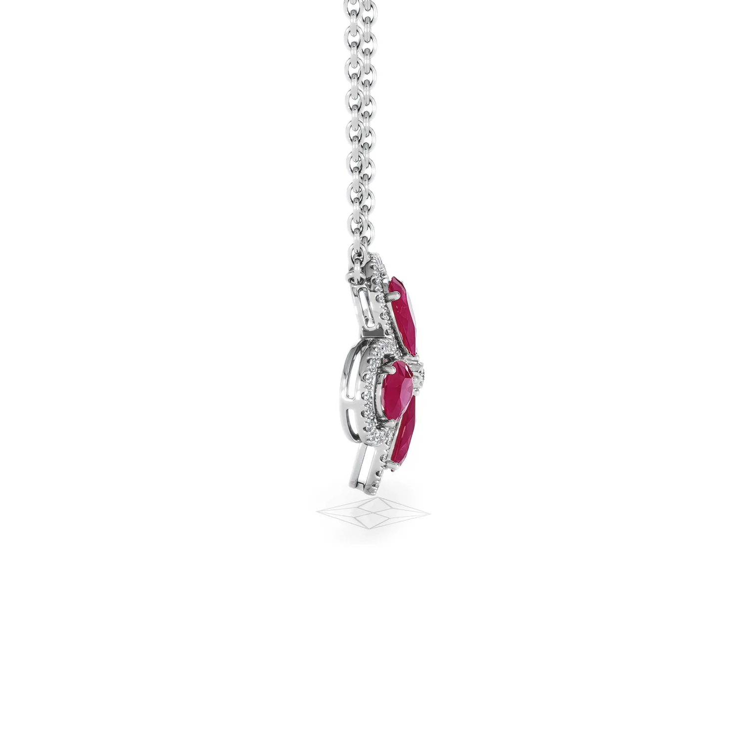 Bloom 3.30ct Lab Ruby and Lab Diamond Necklace in 18K White Gold - Image 28