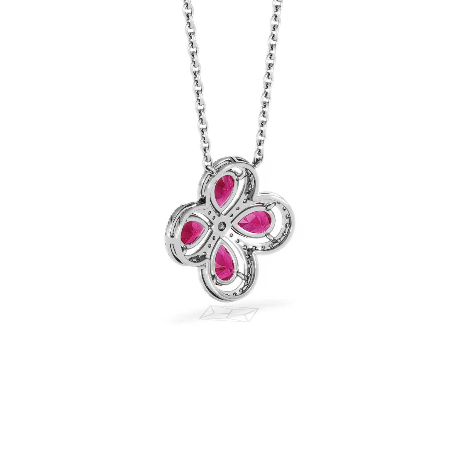 Bloom 3.30ct Lab Ruby and Lab Diamond Necklace in 18K White Gold - Image 56