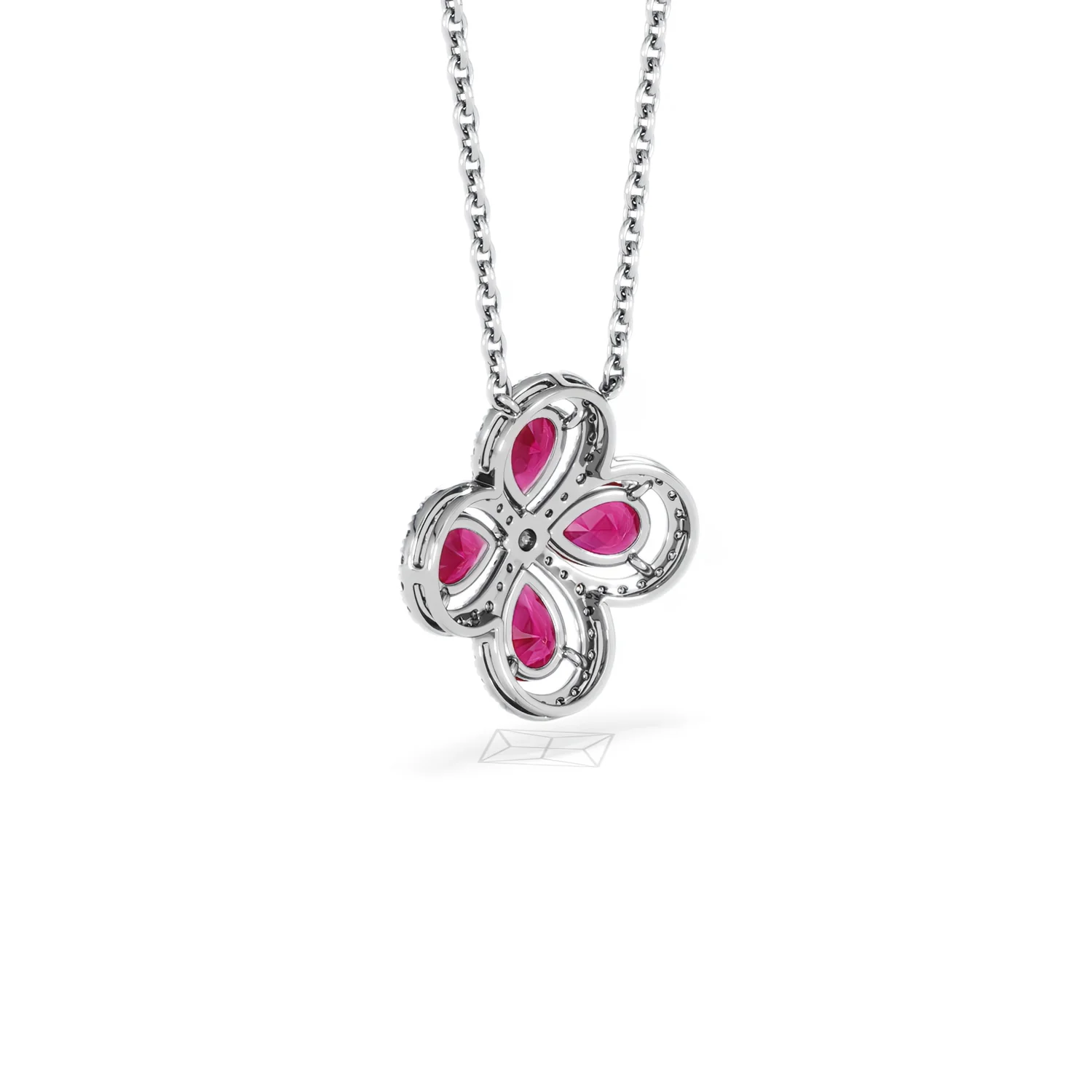 Bloom 3.30ct Lab Ruby and Lab Diamond Necklace in 18K White Gold - Image 57