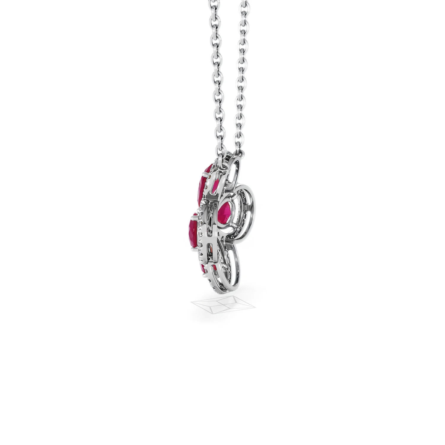 Bloom 3.30ct Lab Ruby and Lab Diamond Necklace in 18K White Gold - Image 65