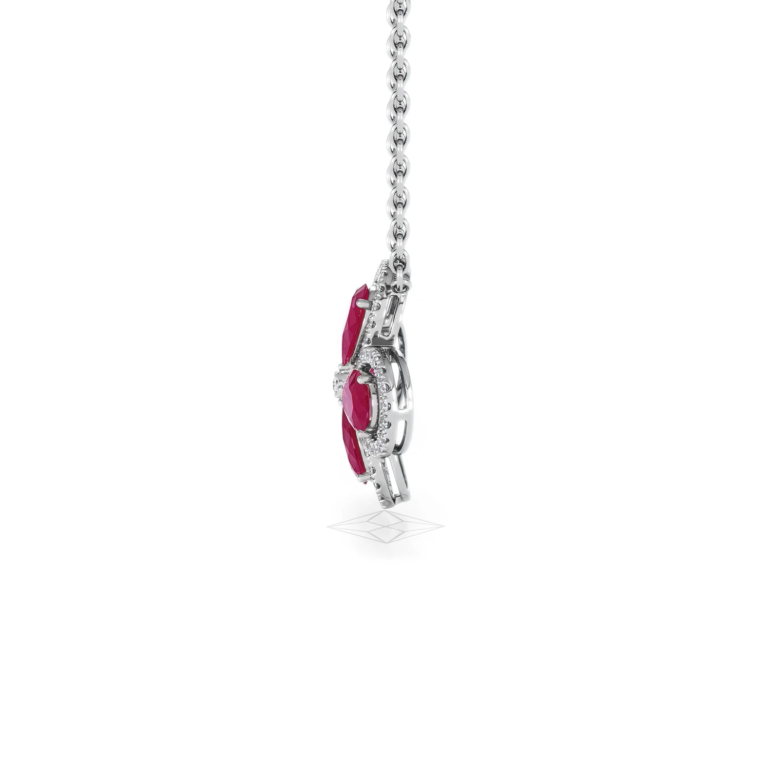 Bloom 3.30ct Lab Ruby and Lab Diamond Necklace in 18K White Gold - Image 69