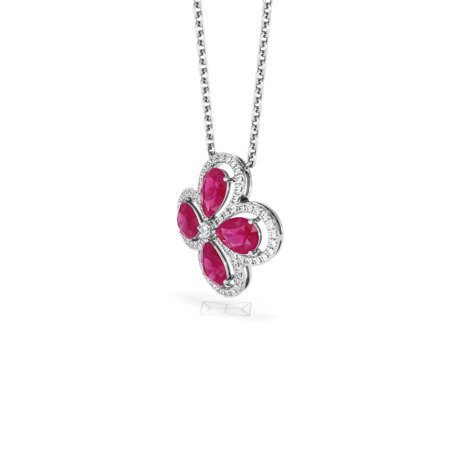 Bloom 3.30ct Lab Ruby and Lab Diamond Necklace in 18K White Gold - Image 78