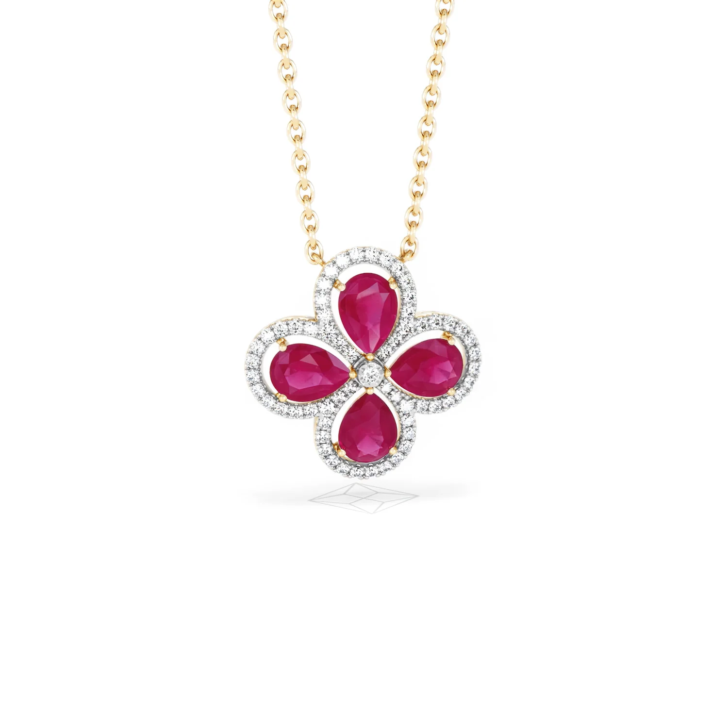 Bloom 3.30ct Lab Ruby and Lab Diamond Necklace in 18K Yellow Gold - Image 11