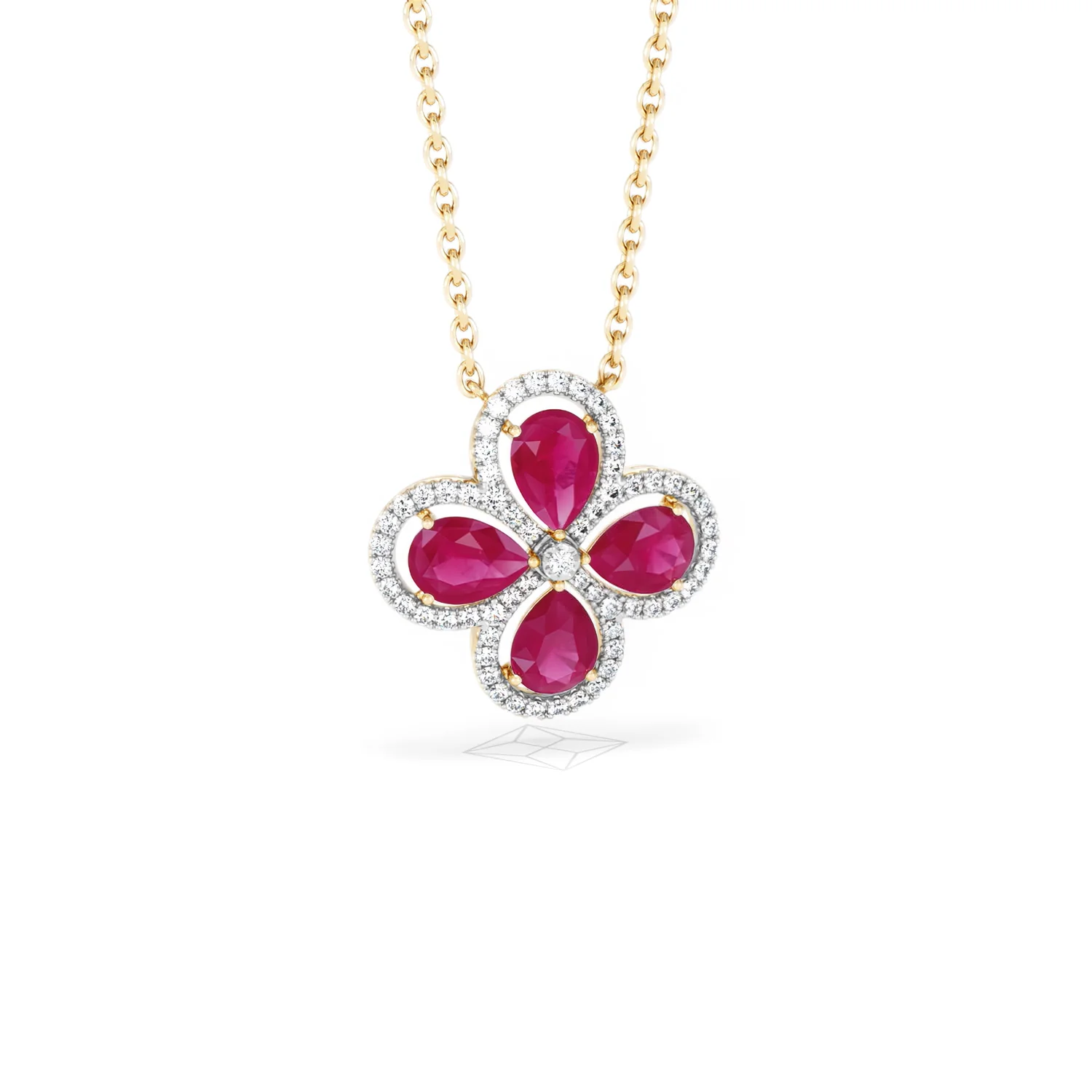 Bloom 3.30ct Lab Ruby and Lab Diamond Necklace in 18K Yellow Gold - Image 12