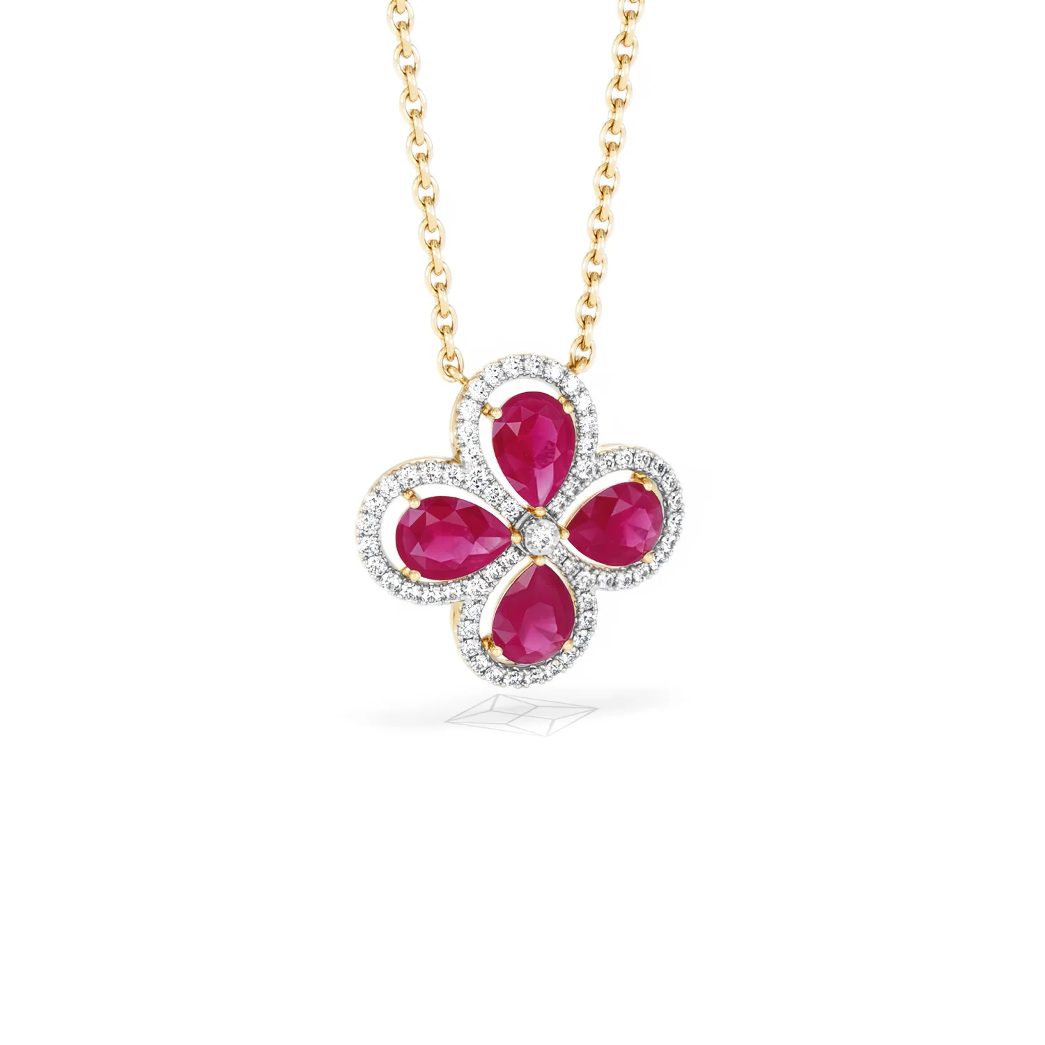 Bloom 3.30ct Lab Ruby and Lab Diamond Necklace in 18K Yellow Gold - Image 13