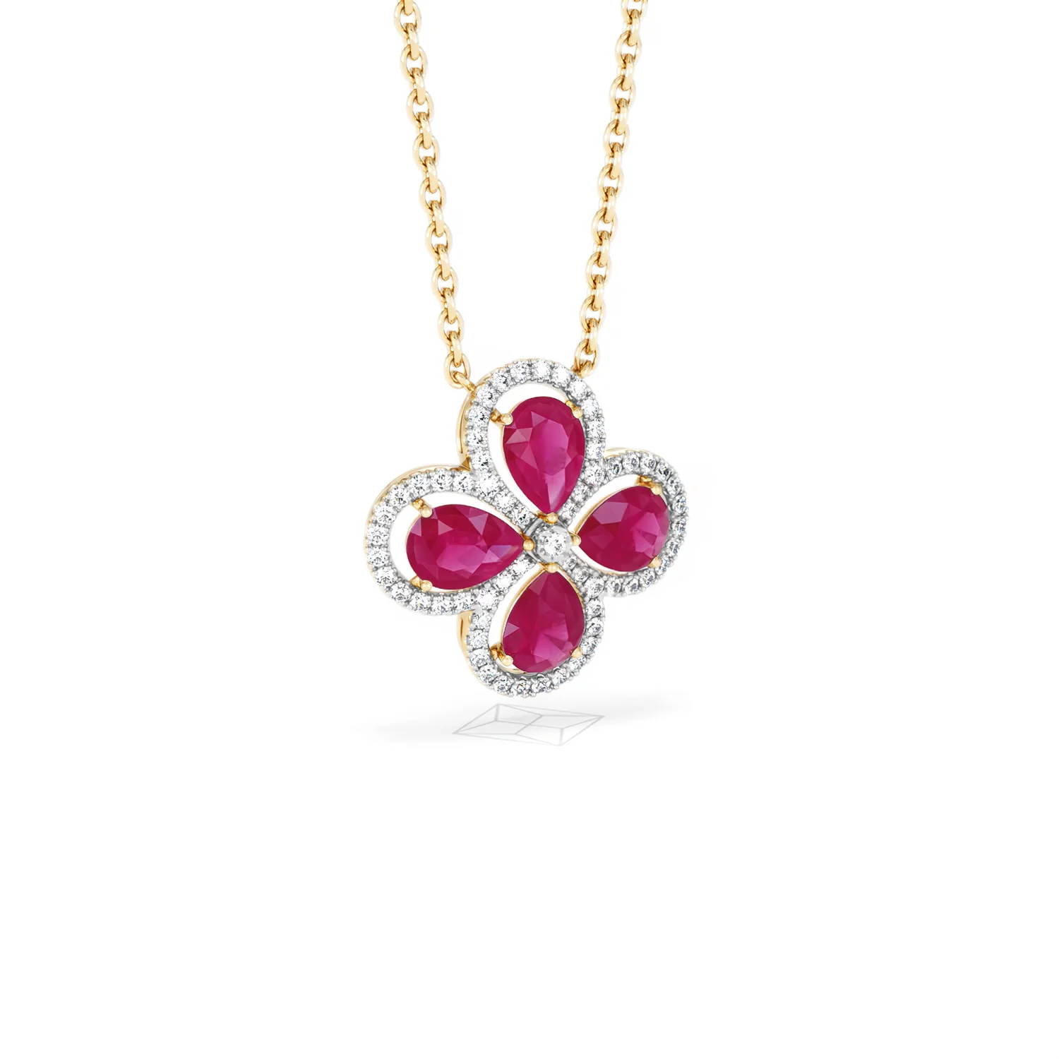 Bloom 3.30ct Lab Ruby and Lab Diamond Necklace in 18K Yellow Gold - Image 14