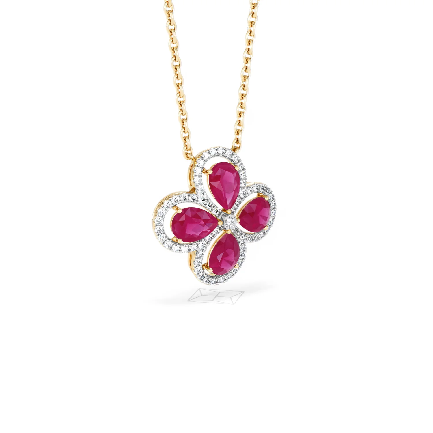 Bloom 3.30ct Lab Ruby and Lab Diamond Necklace in 18K Yellow Gold - Image 16