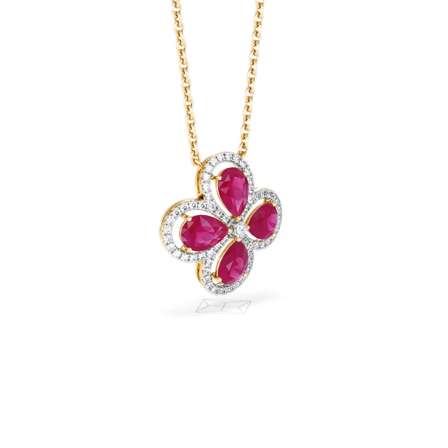 Bloom 3.30ct Lab Ruby and Lab Diamond Necklace in 18K Yellow Gold - Image 17