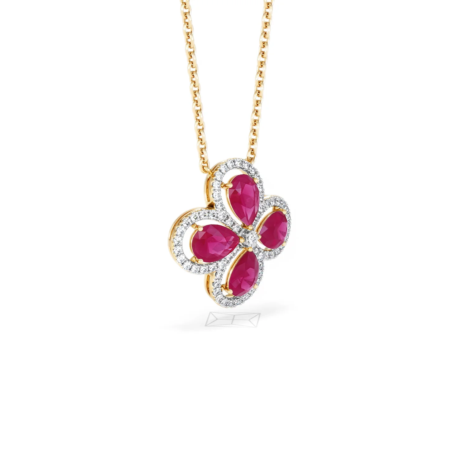 Bloom 3.30ct Lab Ruby and Lab Diamond Necklace in 18K Yellow Gold - Image 18
