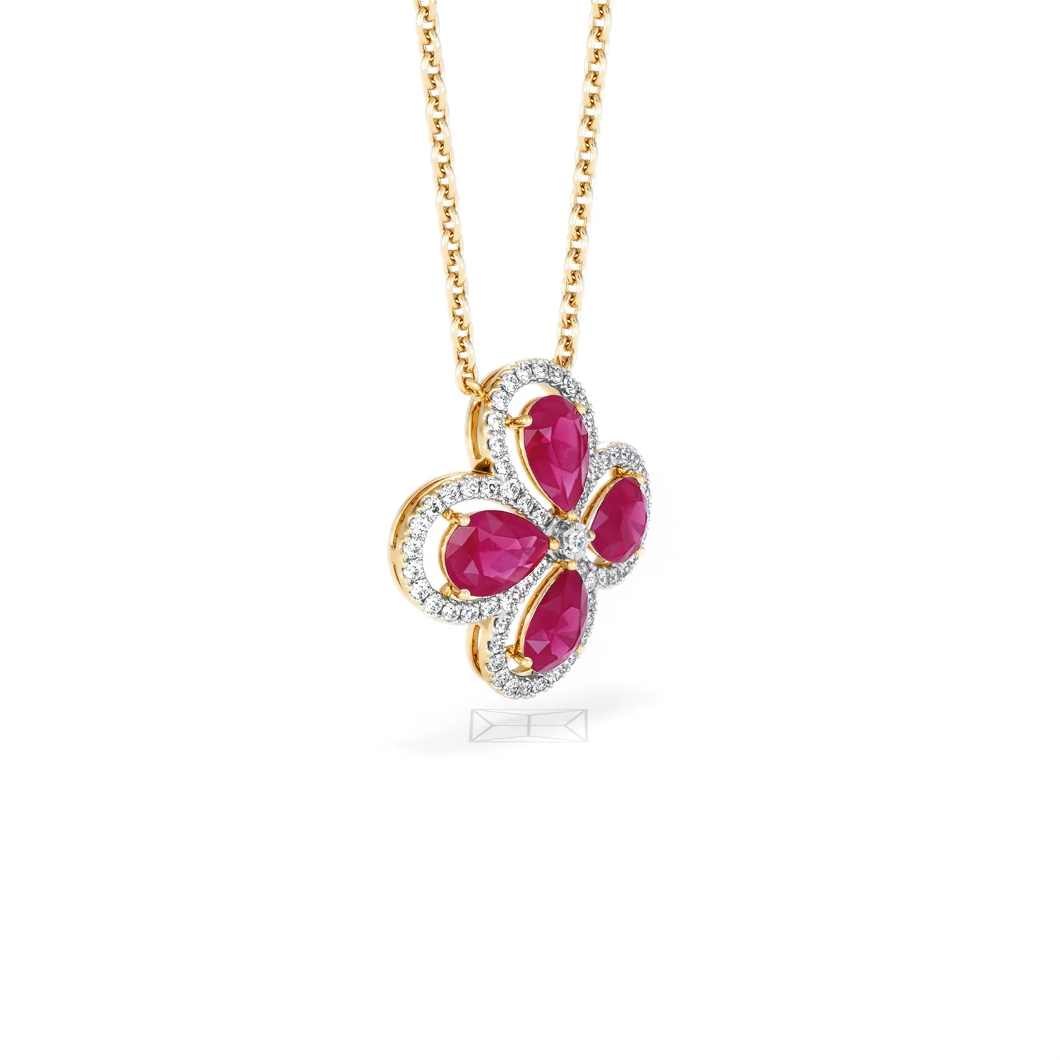 Bloom 3.30ct Lab Ruby and Lab Diamond Necklace in 18K Yellow Gold - Image 19