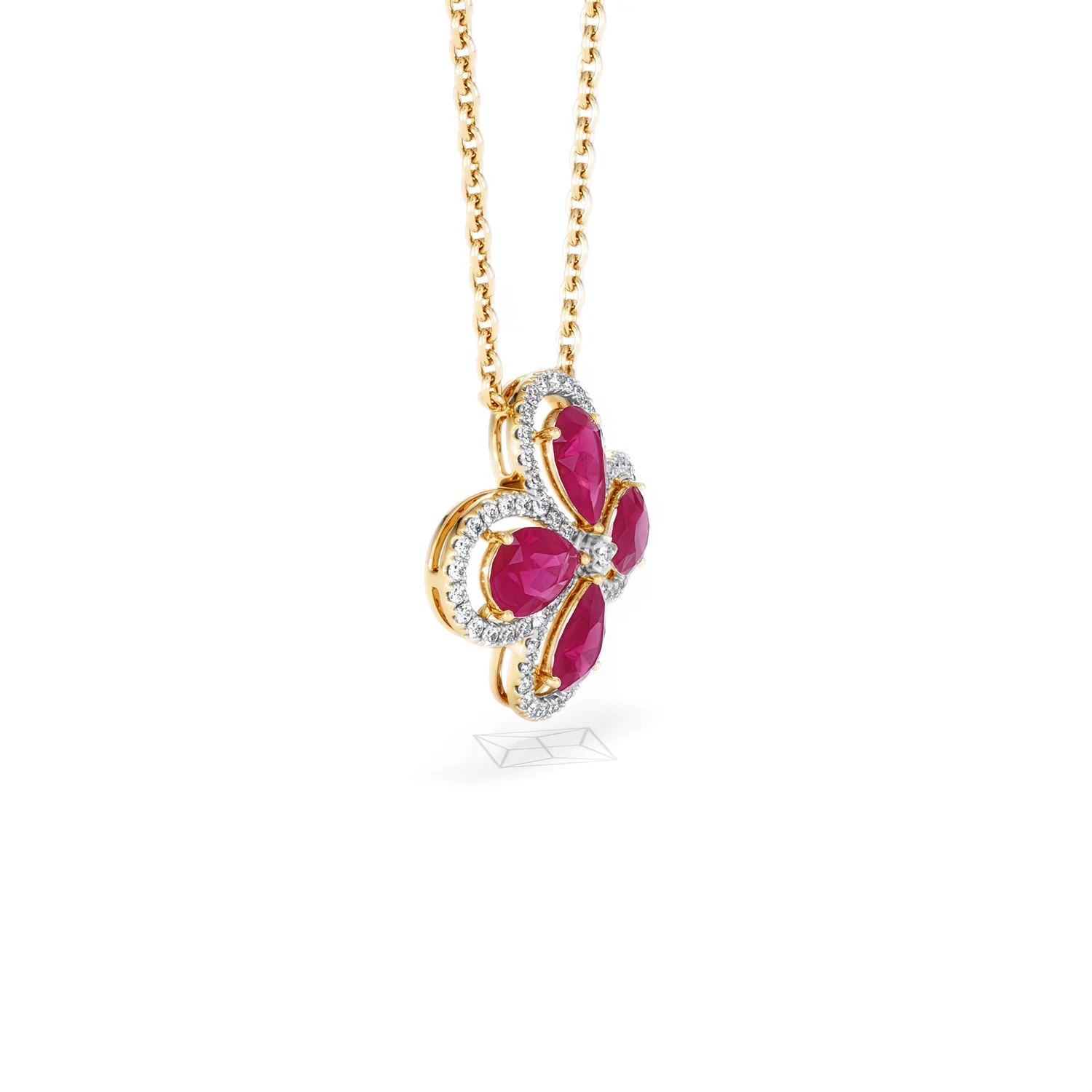 Bloom 3.30ct Lab Ruby and Lab Diamond Necklace in 18K Yellow Gold - Image 22