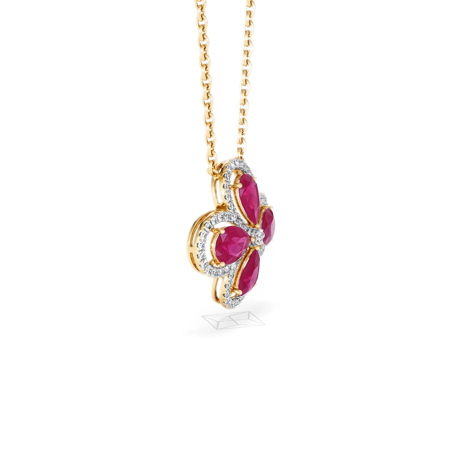 Bloom 3.30ct Lab Ruby and Lab Diamond Necklace in 18K Yellow Gold - Image 23