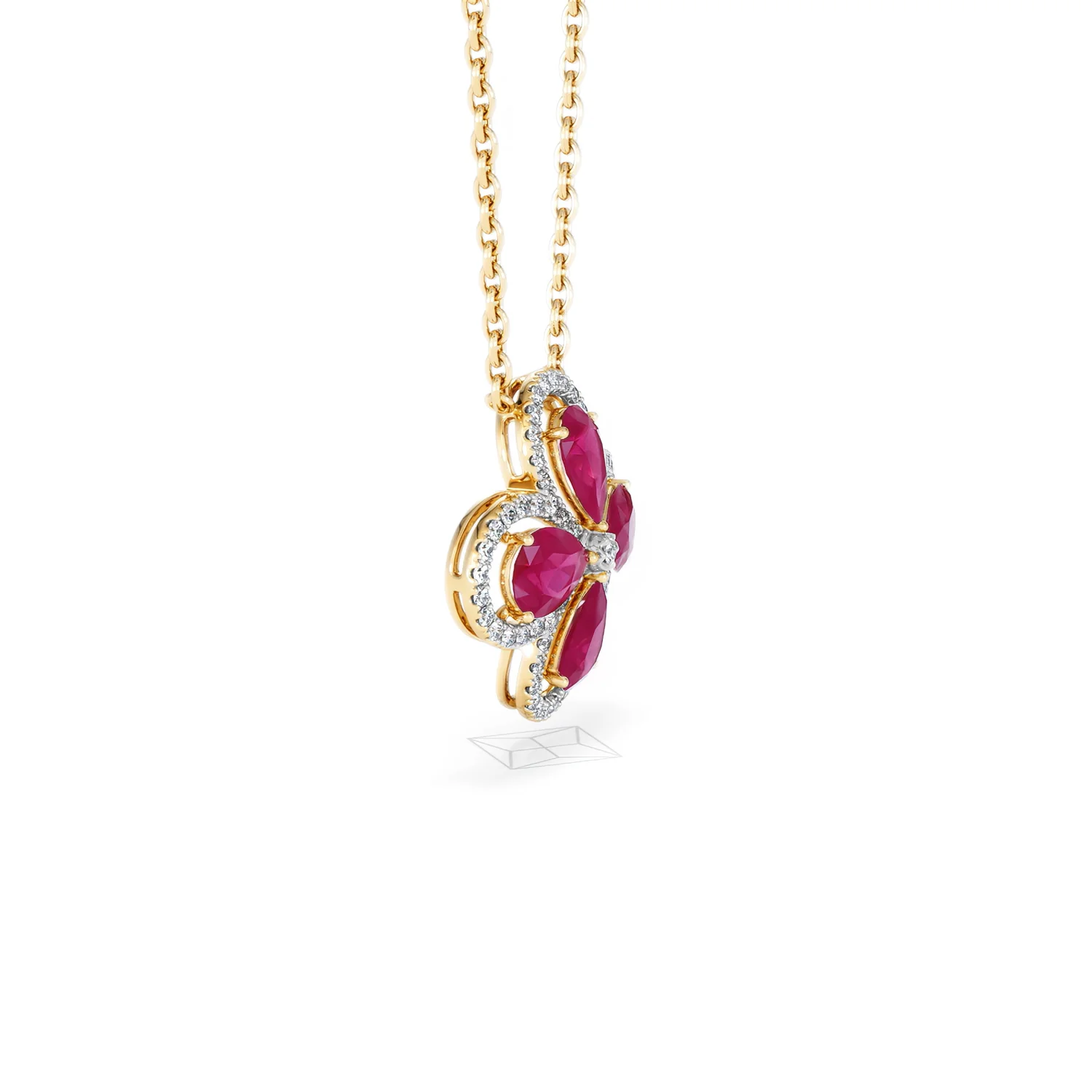Bloom 3.30ct Lab Ruby and Lab Diamond Necklace in 18K Yellow Gold - Image 24