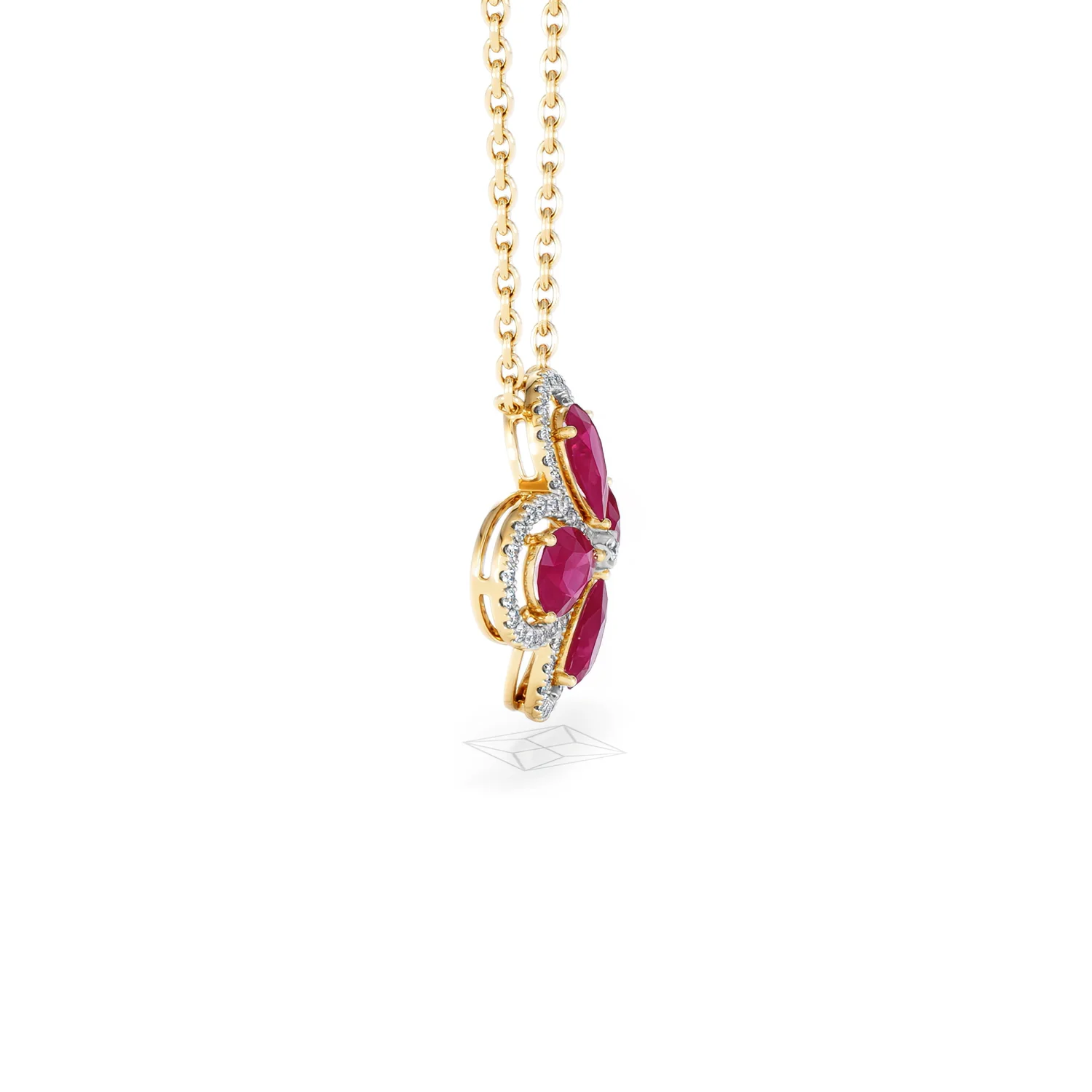 Bloom 3.30ct Lab Ruby and Lab Diamond Necklace in 18K Yellow Gold - Image 26